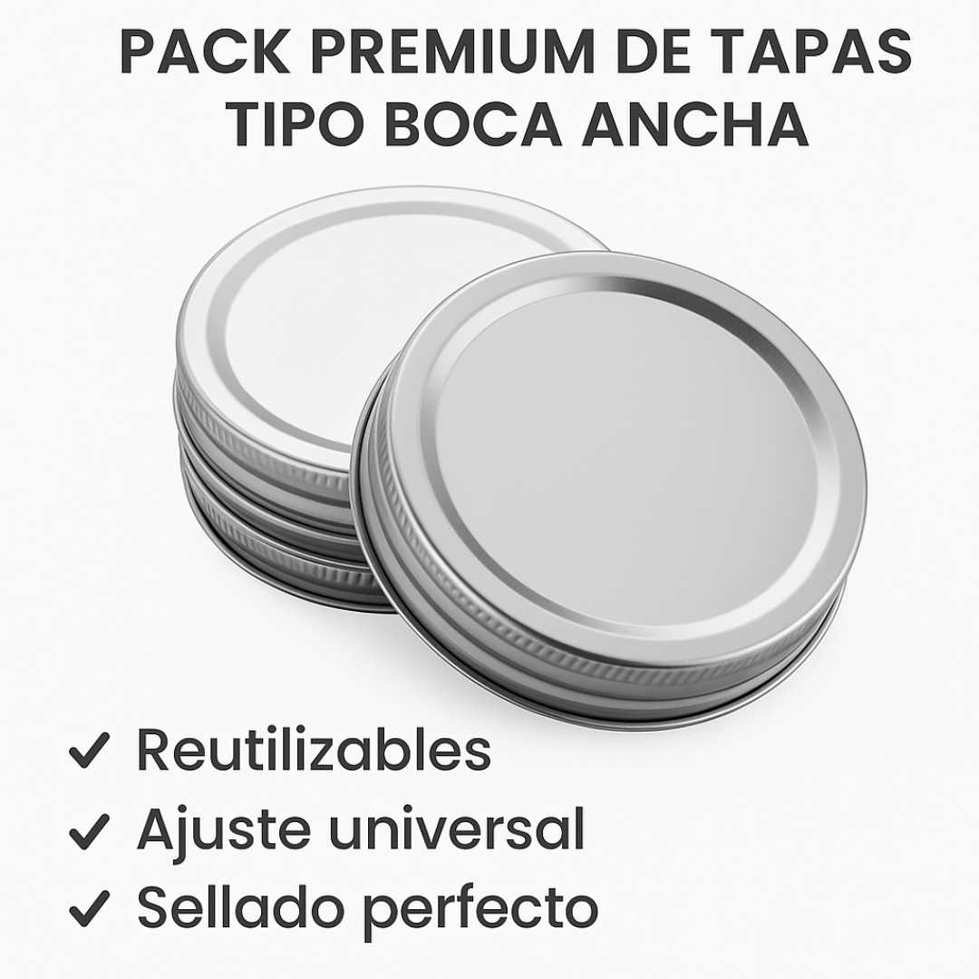 10x Tapas premium tipo boca ancha