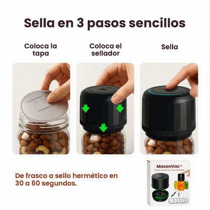 MasonVac™ – Mantén tus alimentos frescos por días, sin esfuerzo.