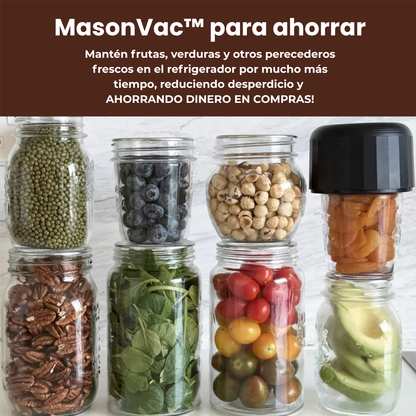 MasonVac™ – Mantén tus alimentos frescos por días, sin esfuerzo.